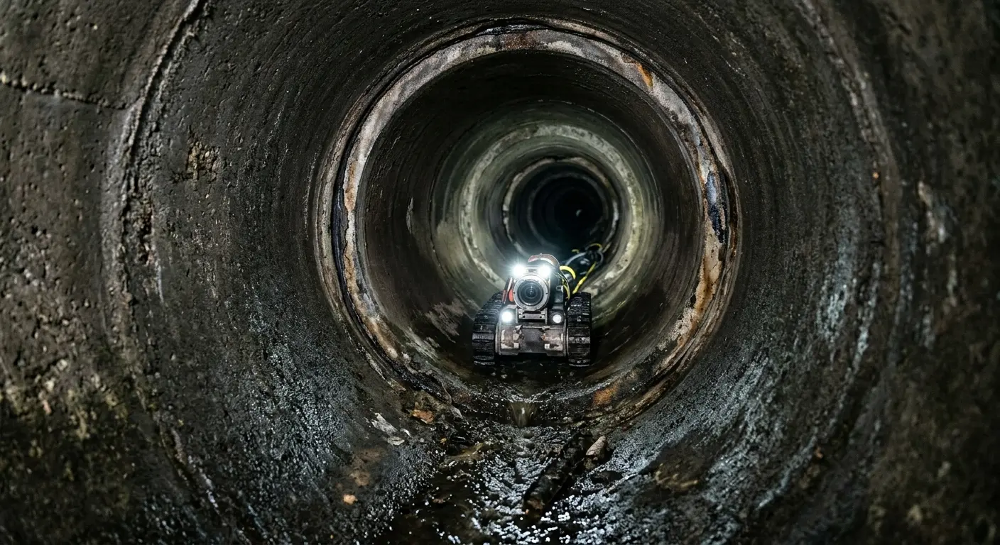 Robotic sewer camera inspecting pipe interior for Sewer Line Repair in Dahlonega